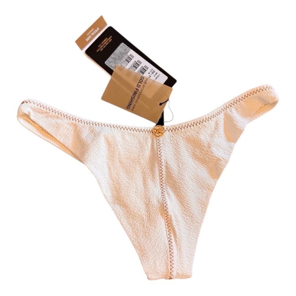 Vix Firenze Basic Cheeky Bikini Bottom in White with Contrast Trim NWT - Picture 3 of 6